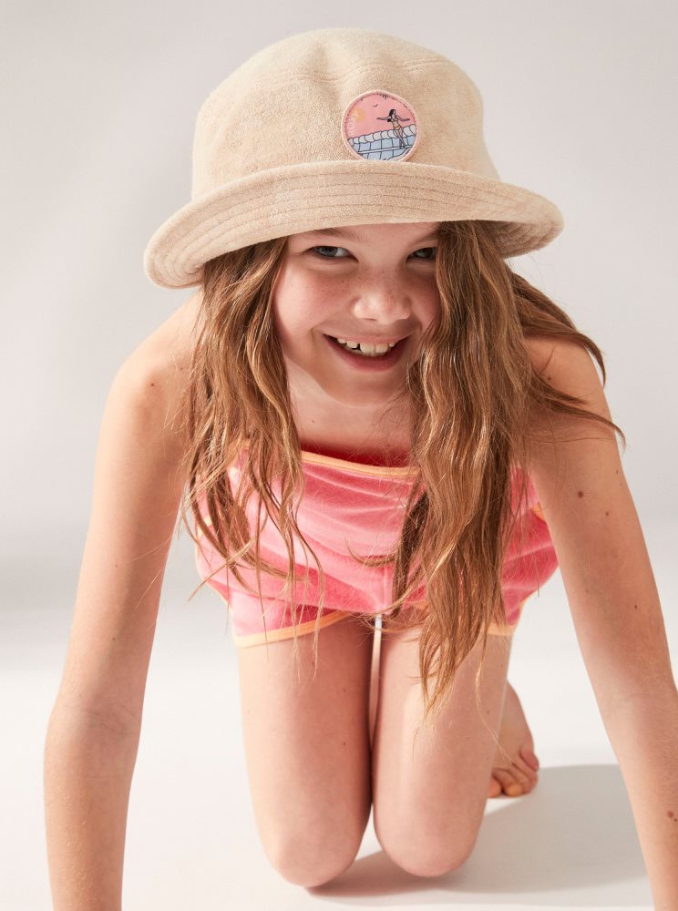 Beige Kids' Roxy 4-16 Astral Aura Bucket Hats | USA ZJXW-96053