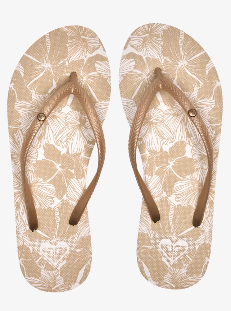 Beige / White Women's Roxy Bermuda Sandals | USA FAPS-08679