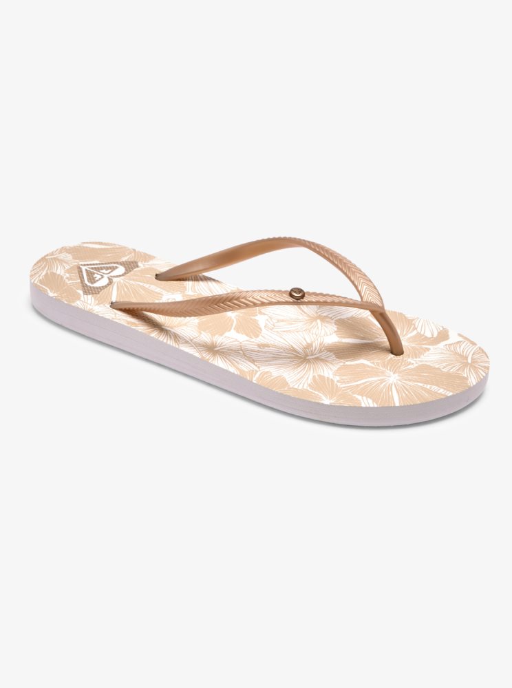 Beige / White Women\'s Roxy Bermuda Sandals | USA FAPS-08679