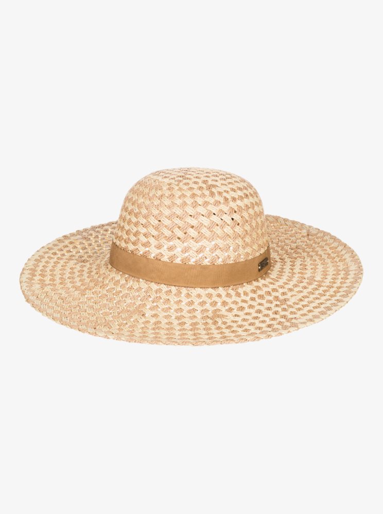 Beige Women's Roxy Bed Of Flower Sun Hats | USA AJTU-69021