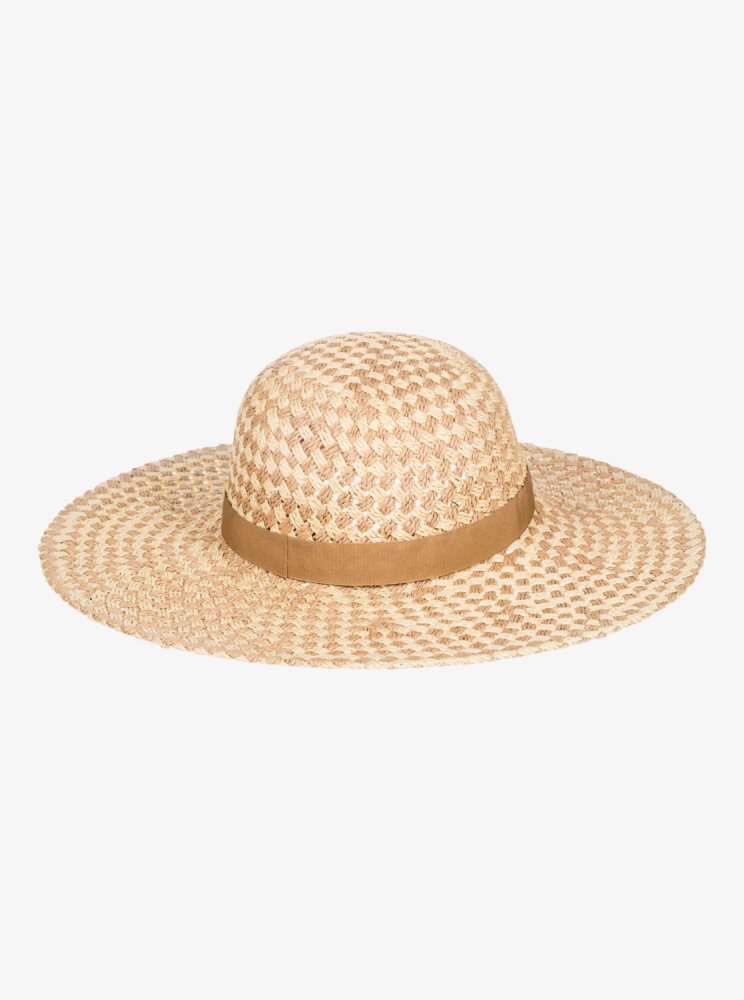 Beige Women's Roxy Bed Of Flower Sun Hats | USA AJTU-69021