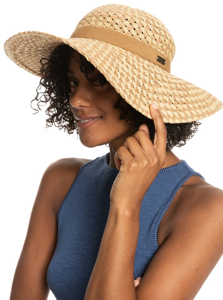 Beige Women\'s Roxy Bed Of Flower Sun Hats | USA AJTU-69021