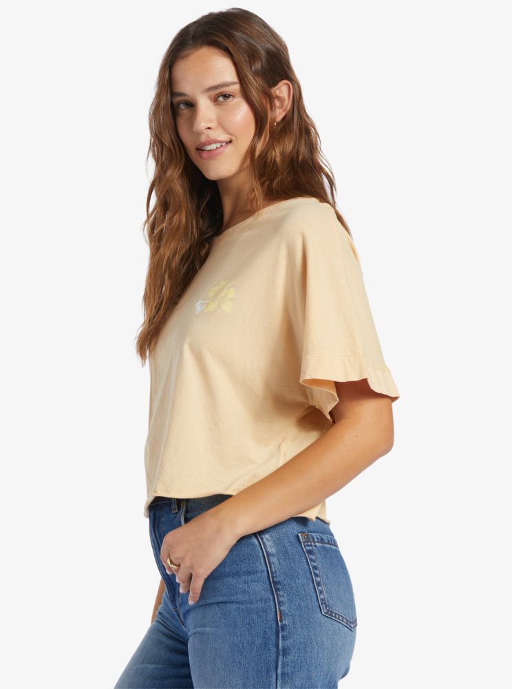 Beige Women's Roxy Better Beach T Shirts | USA NTEK-26479