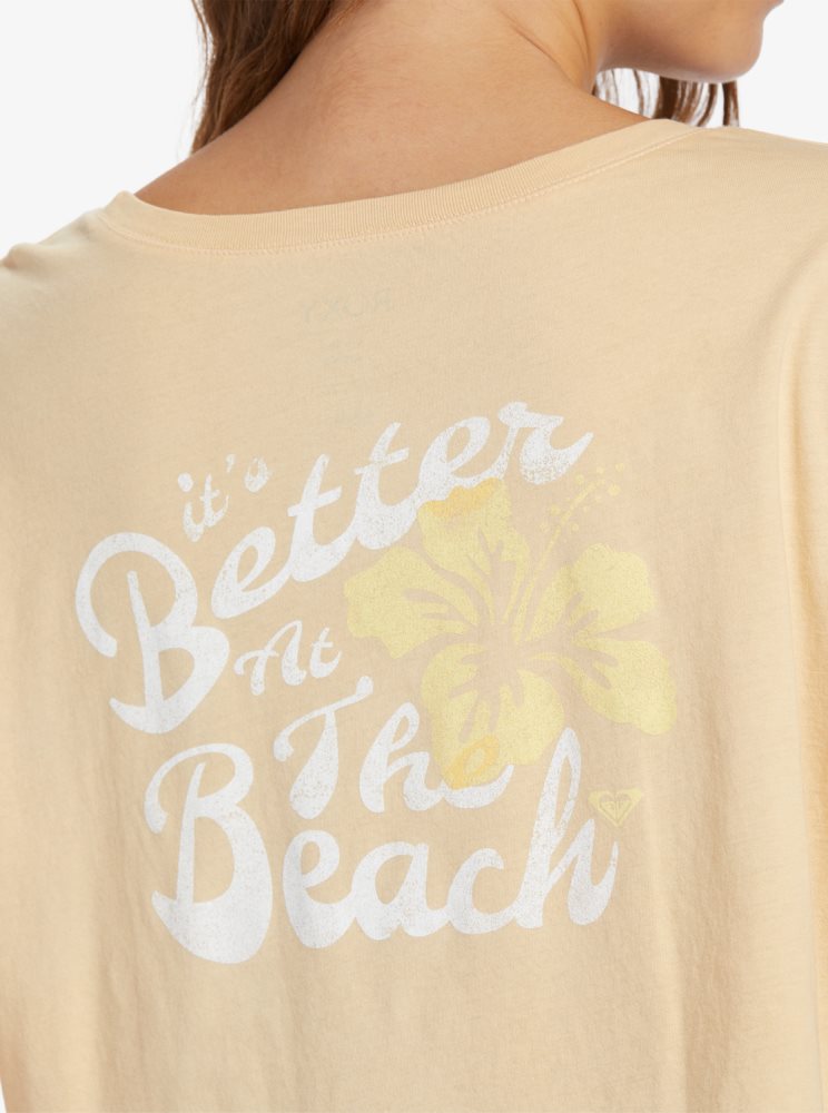 Beige Women's Roxy Better Beach T Shirts | USA NTEK-26479