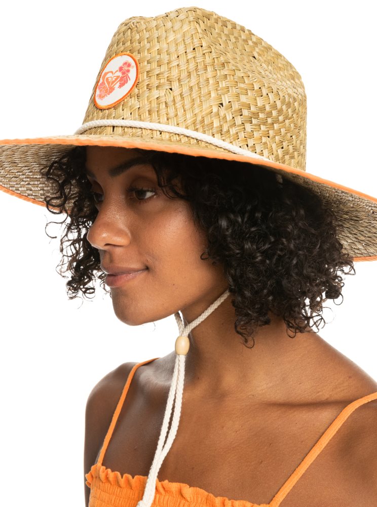 Beige Women\'s Roxy Coffee Blues Sun Hats | USA PSWH-46952