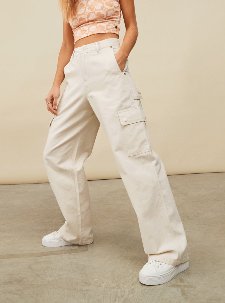 Beige Women's Roxy Lefty Cargo Pants | USA VGPL-42078