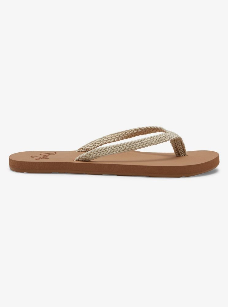 Beige Women's Roxy Malia Flip Flops | USA NEUF-41368