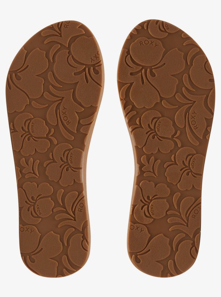 Beige Women's Roxy Malia Flip Flops | USA NEUF-41368