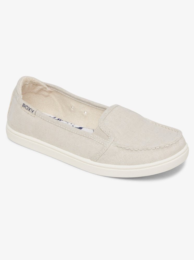 Beige Women's Roxy Minnow Slip On Shoes | USA YJTP-23970