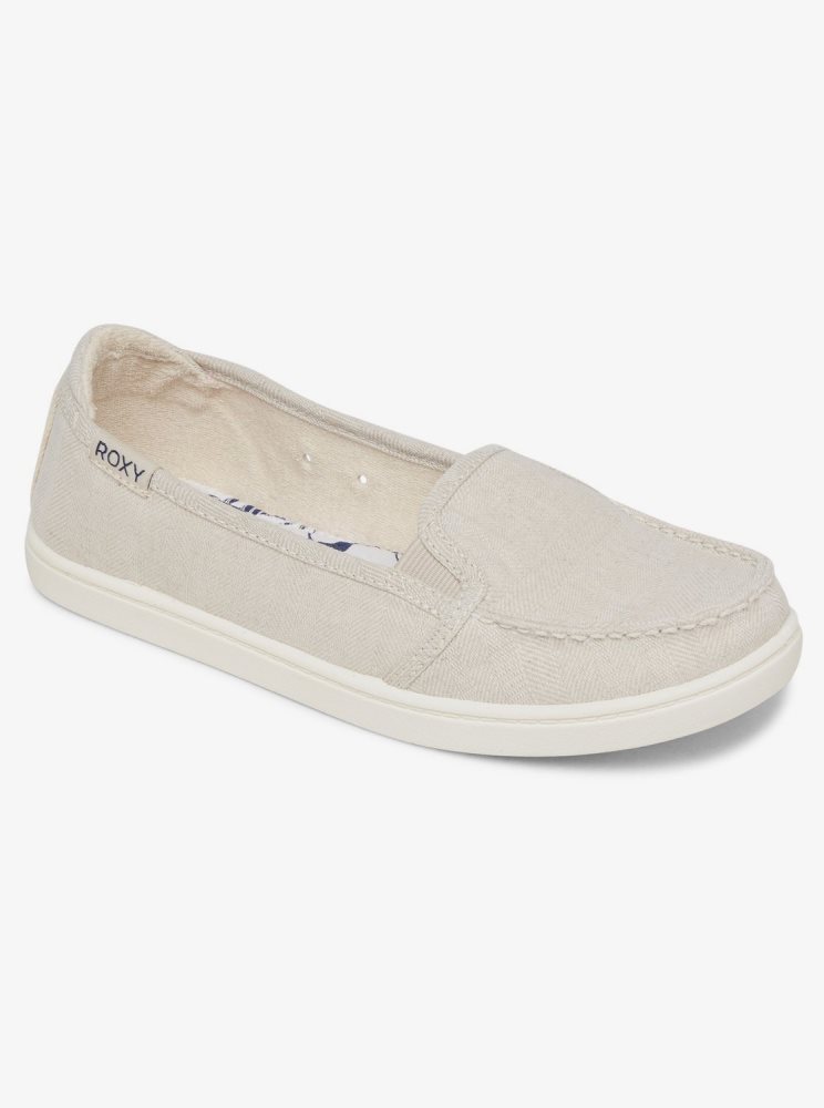 Beige Women\'s Roxy Minnow Slip On Shoes | USA YJTP-23970