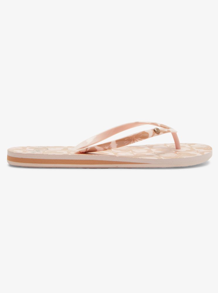 Beige Women's Roxy Portofino Flip Flops | USA INBC-93021