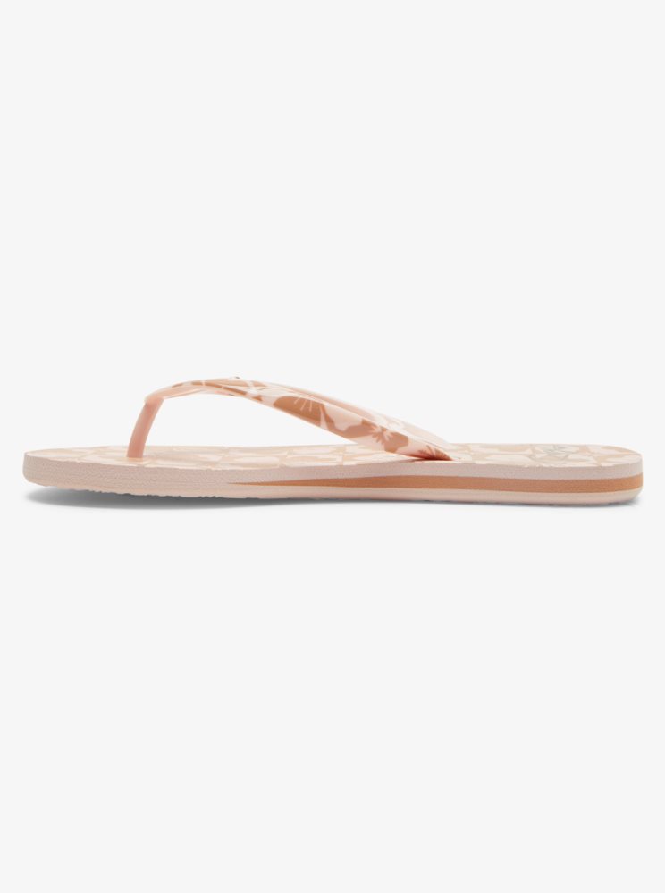 Beige Women's Roxy Portofino Flip Flops | USA INBC-93021