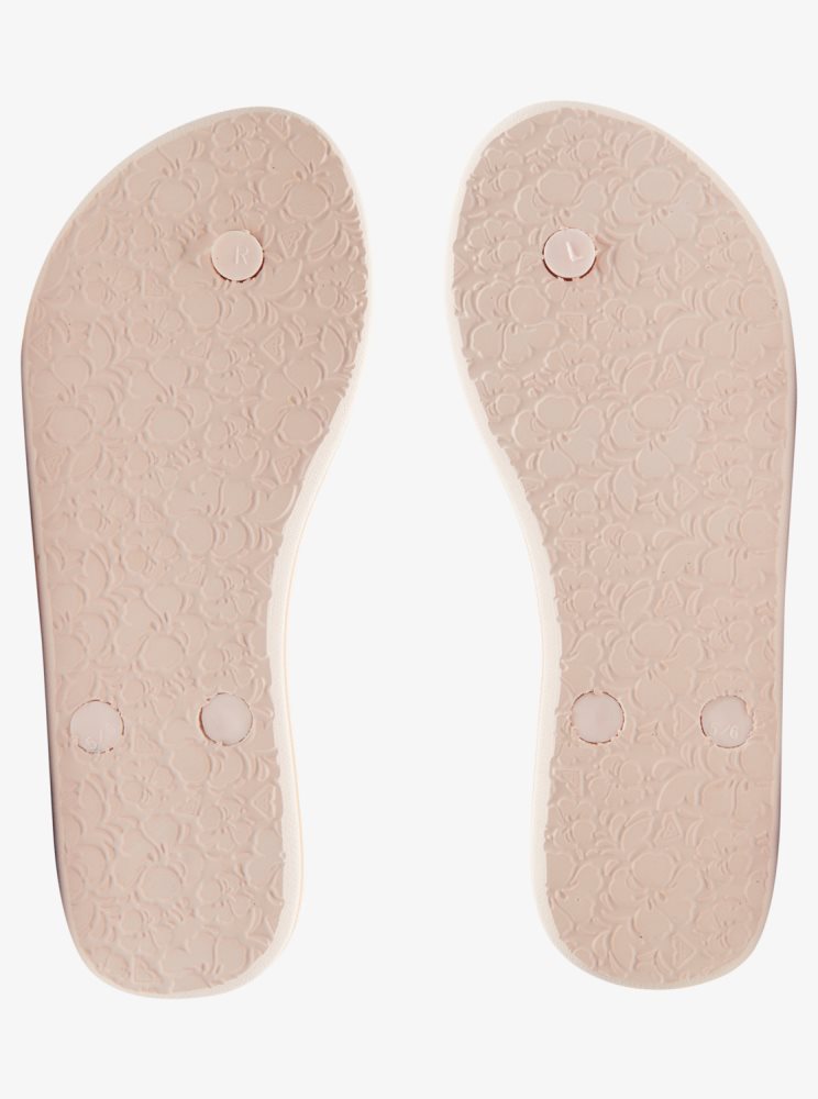 Beige Women's Roxy Portofino Flip Flops | USA INBC-93021