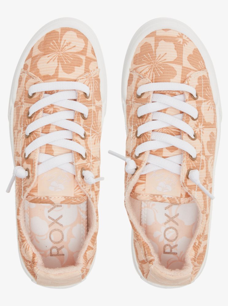 Beige Women's Roxy Rae Sneakers | USA KXQY-60879