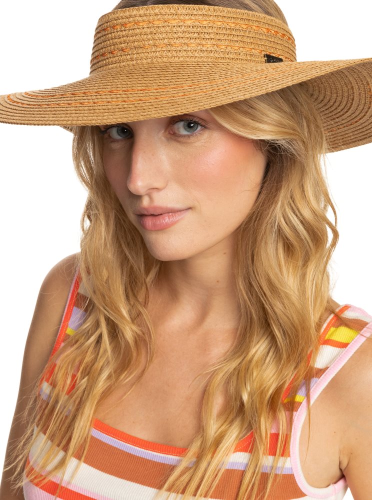 Beige Women\'s Roxy Woodrose Sun Hats | USA HDQA-39468