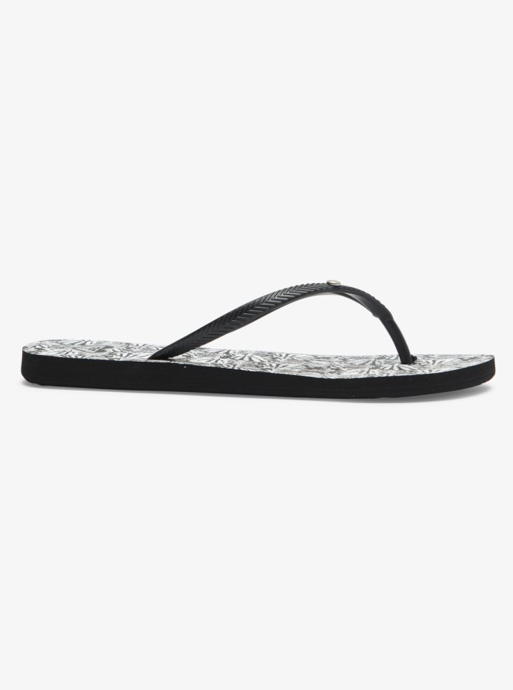 Black / Black / White Women's Roxy Bermuda Sandals | USA KUNB-27460