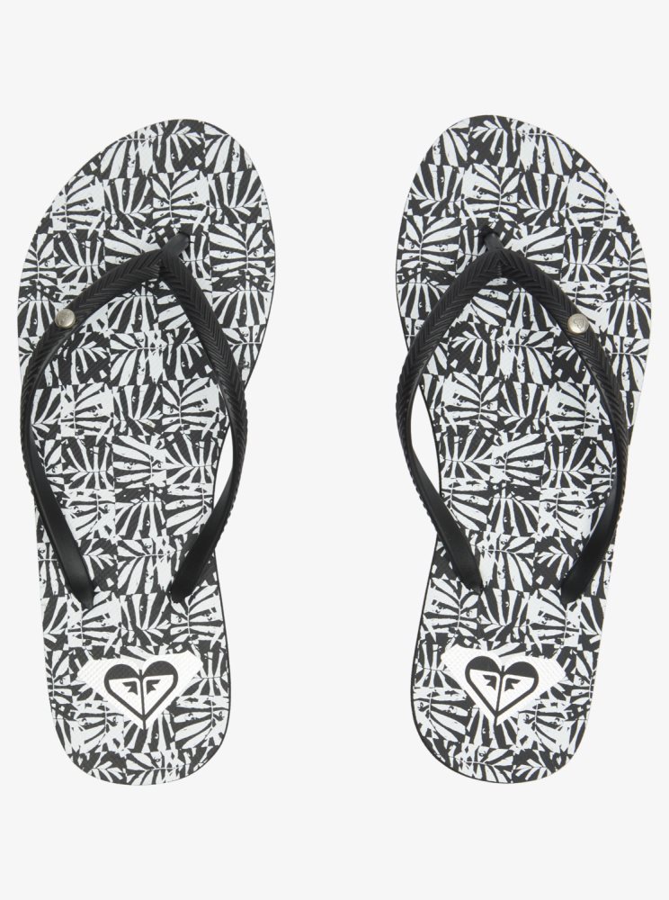 Black / Black / White Women's Roxy Bermuda Sandals | USA KUNB-27460