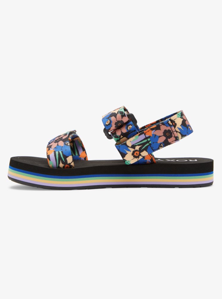 Black / Blue Women's Roxy Cage Sandals | USA FJVI-34018