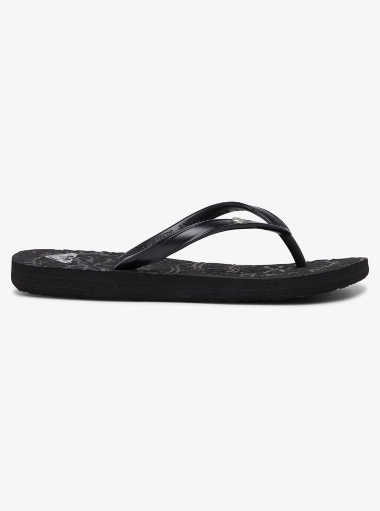 Black Kids' Roxy 4-16 Antilles Flip Flops | USA HJNV-93107