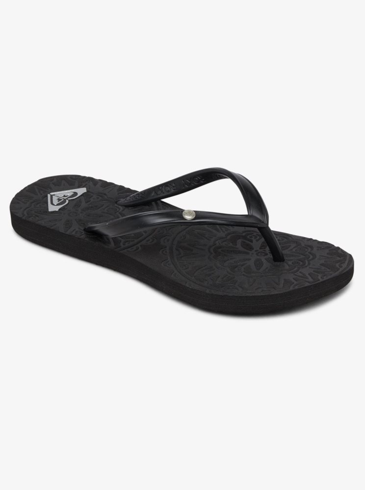 Black Kids\' Roxy 4-16 Antilles Flip Flops | USA HJNV-93107