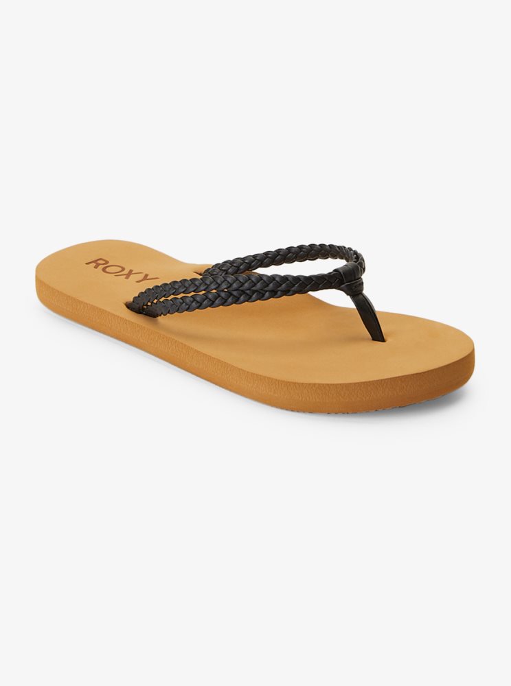 Black Kids' Roxy 4-16 Costas Flip Flops | USA WBUO-82067