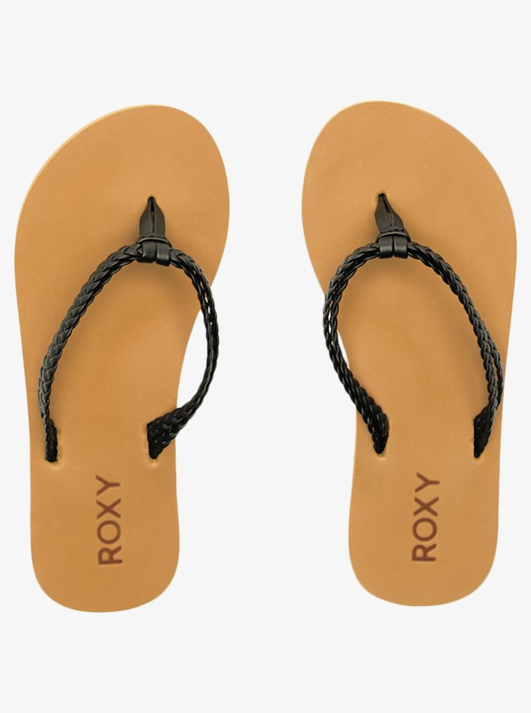 Black Kids' Roxy 4-16 Costas Flip Flops | USA WBUO-82067