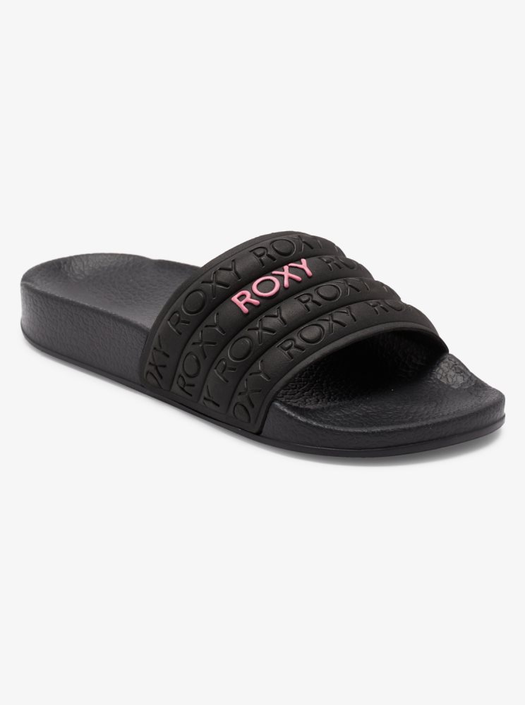 Black Kids' Roxy 4-16 Slippy Water-Friendly Sandals | USA JCTD-02761