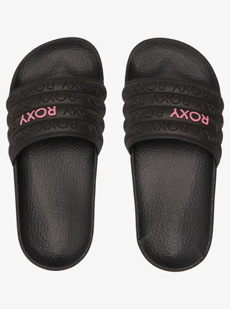 Black Kids' Roxy 4-16 Slippy Water-Friendly Sandals | USA JCTD-02761