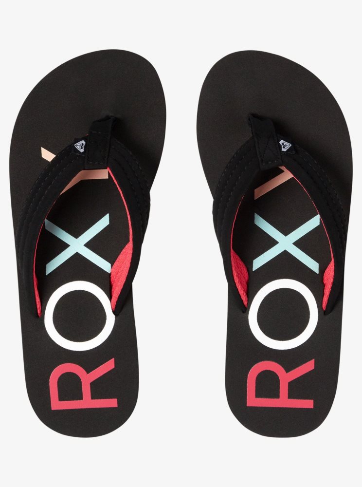 Black Kids' Roxy 4-16 Vista Flip Flops | USA YVTH-03548