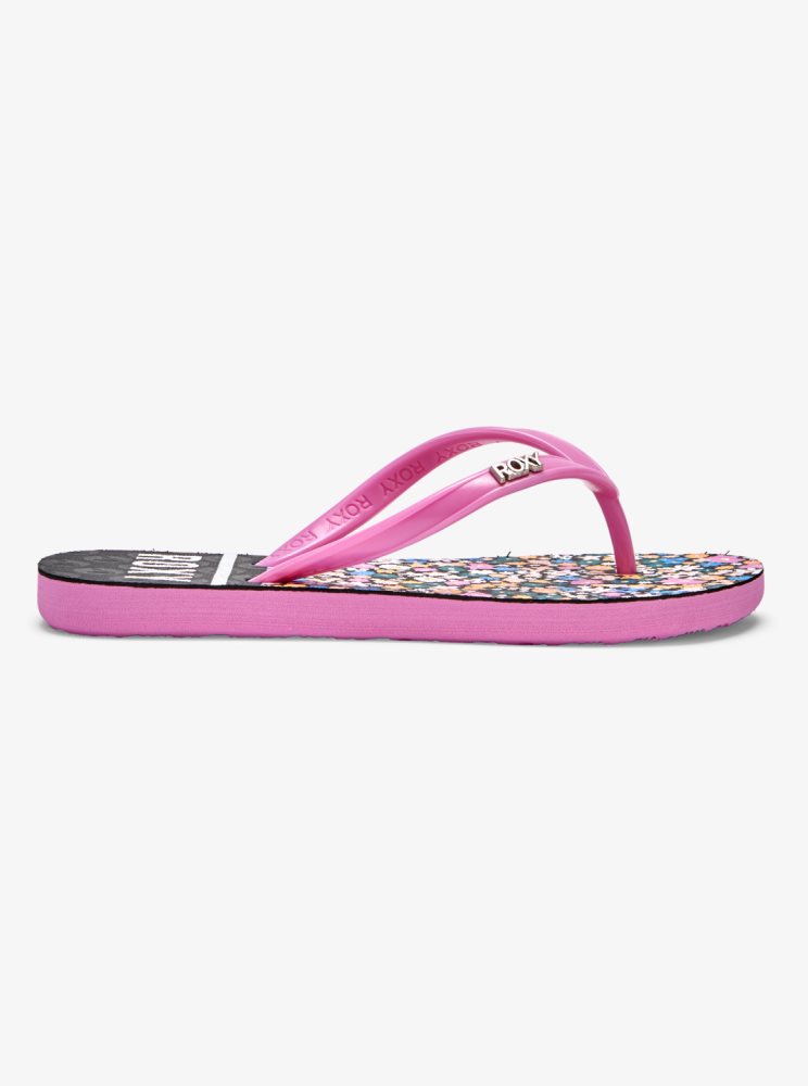 Black Kids' Roxy 4-16 Viva Stamp Sandals | USA CPJB-50179