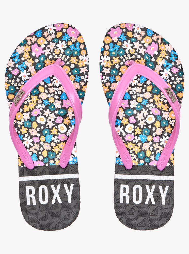 Black Kids' Roxy 4-16 Viva Stamp Sandals | USA CPJB-50179