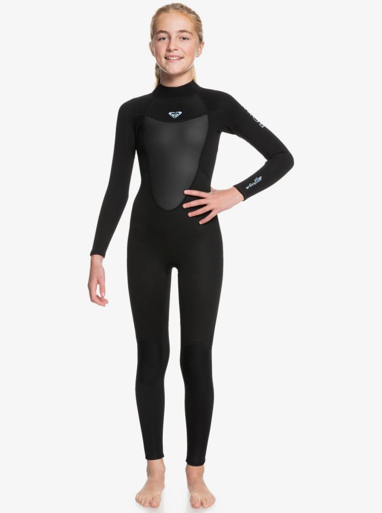 Black Kids\' Roxy 8-16 4/3mm Prologue Back Zip Wetsuit | USA PFTE-87239