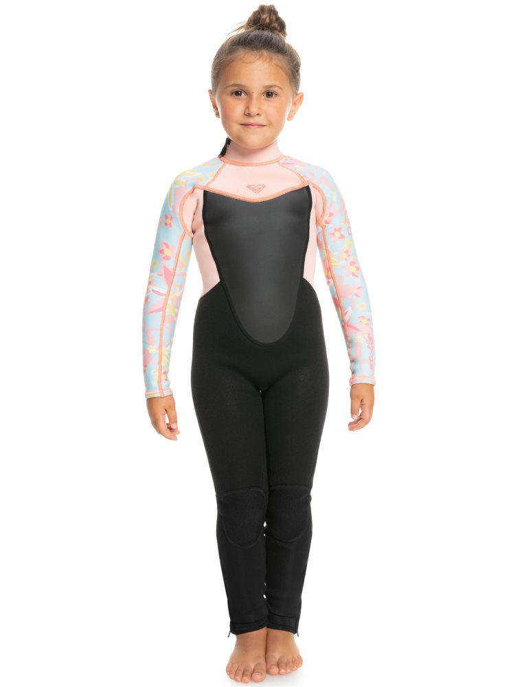 Black Multicolor Kids' Roxy 2-7 3/2mm Prologue Back Zip Wetsuit | USA OABH-40783