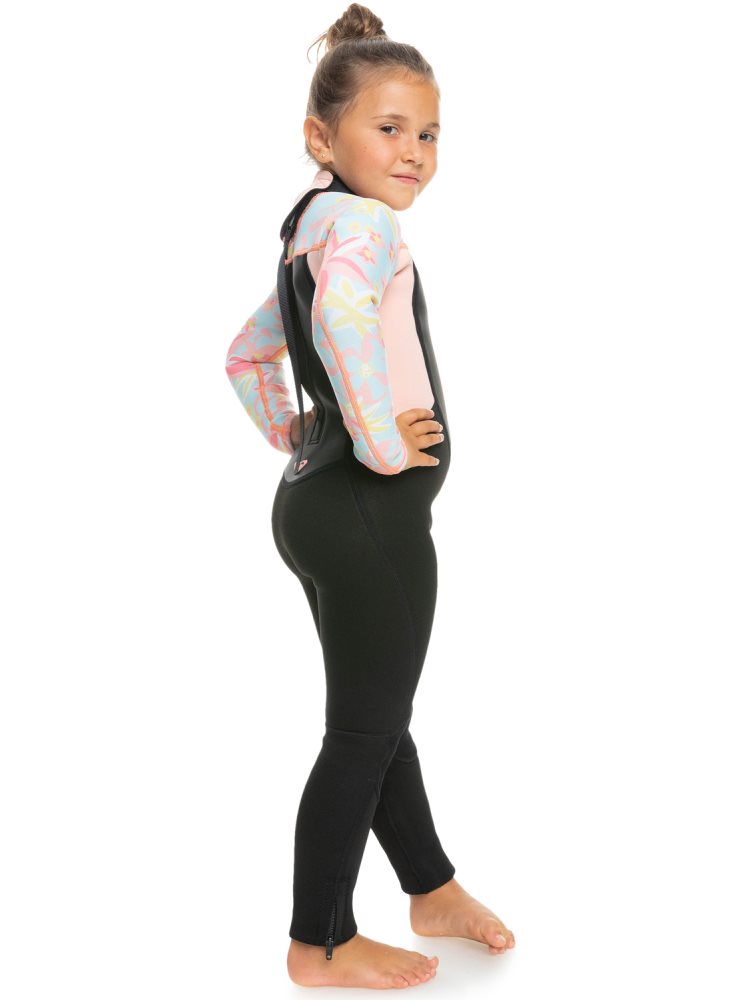 Black Multicolor Kids' Roxy 2-7 3/2mm Prologue Back Zip Wetsuit | USA OABH-40783