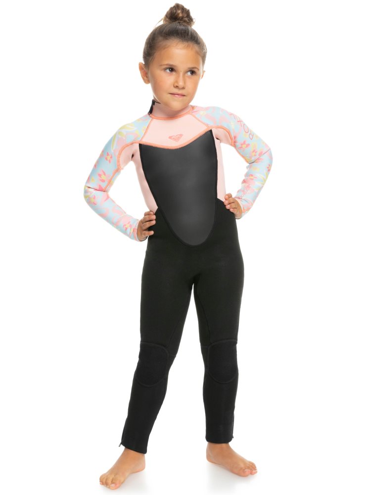 Black Multicolor Kids' Roxy 2-7 3/2mm Prologue Back Zip Wetsuit | USA OABH-40783