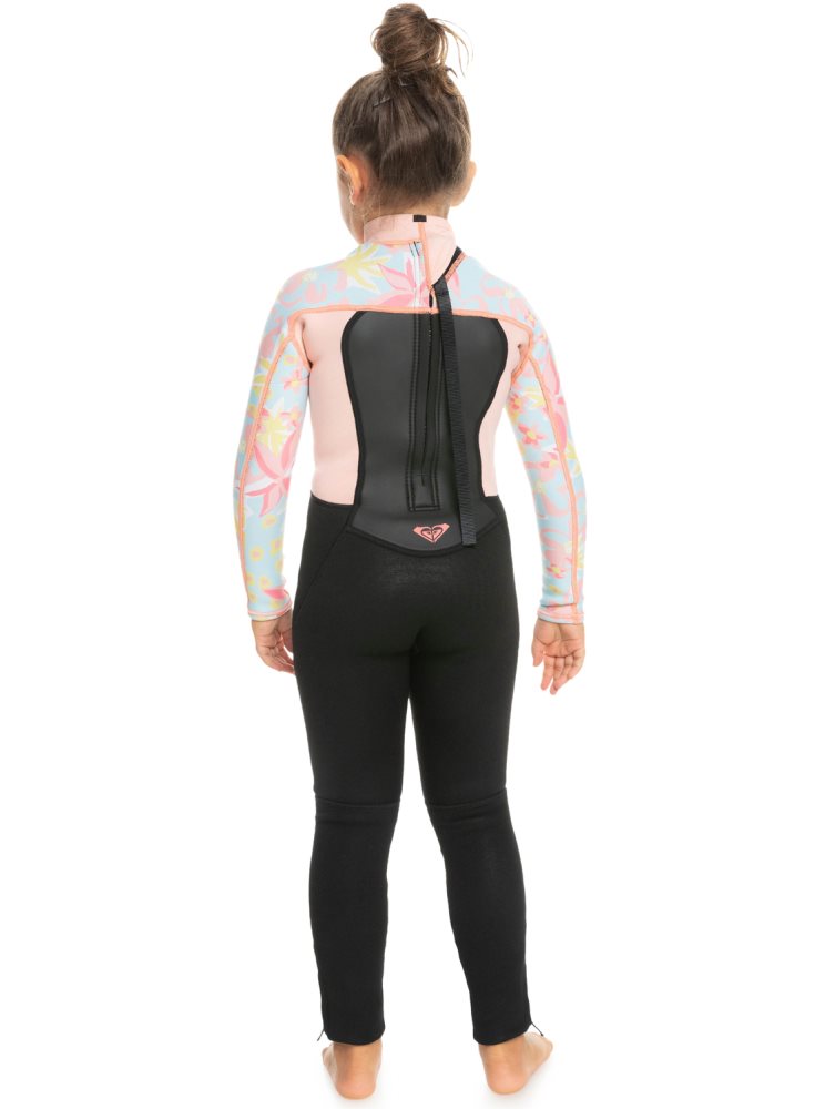 Black Multicolor Kids' Roxy 2-7 3/2mm Prologue Back Zip Wetsuit | USA OABH-40783