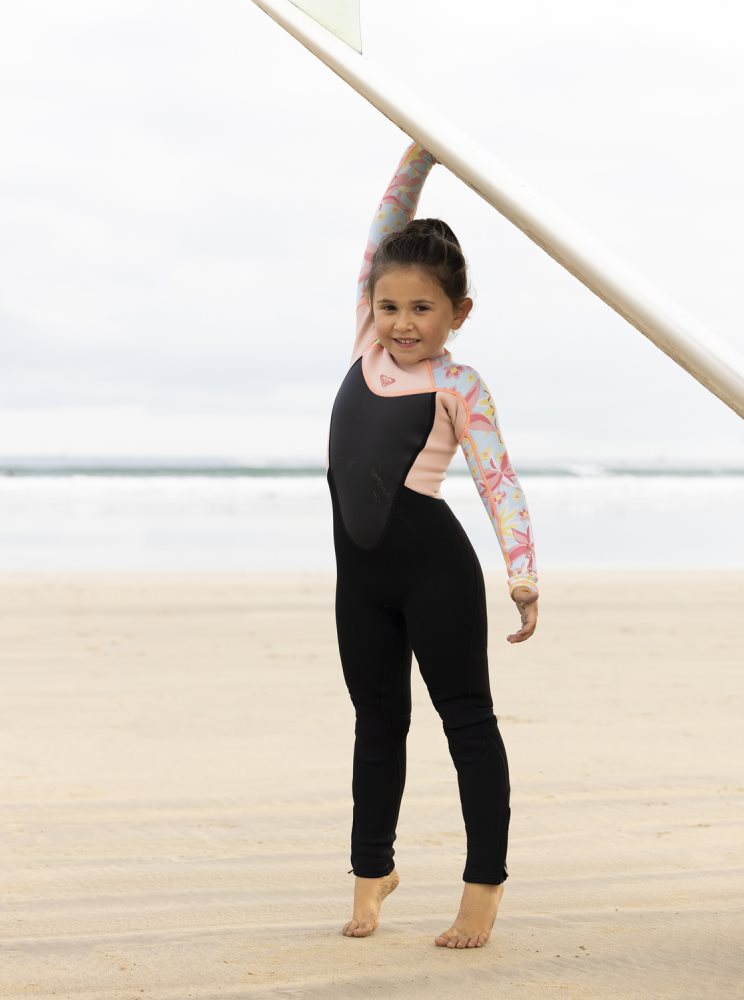 Black Multicolor Kids\' Roxy 2-7 3/2mm Prologue Back Zip Wetsuit | USA OABH-40783