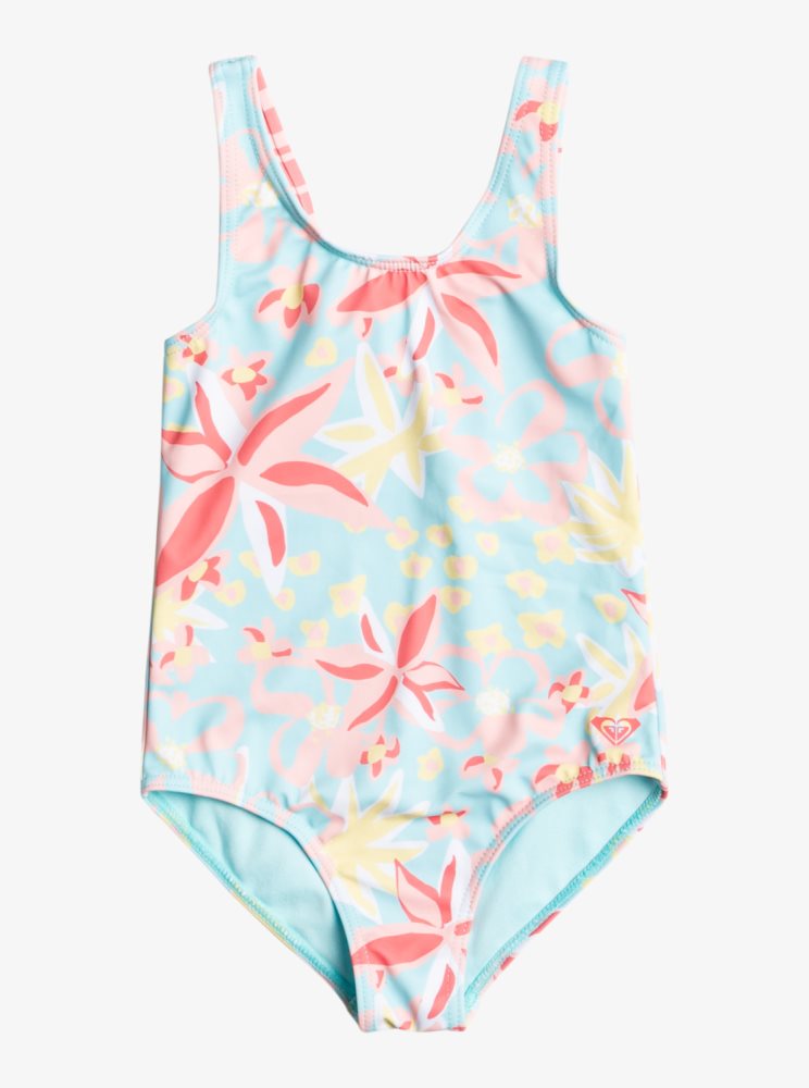 Black Multicolor Kids' Roxy 2-7 Holiday Flower One Piece Swimsuits | USA KJSQ-87241