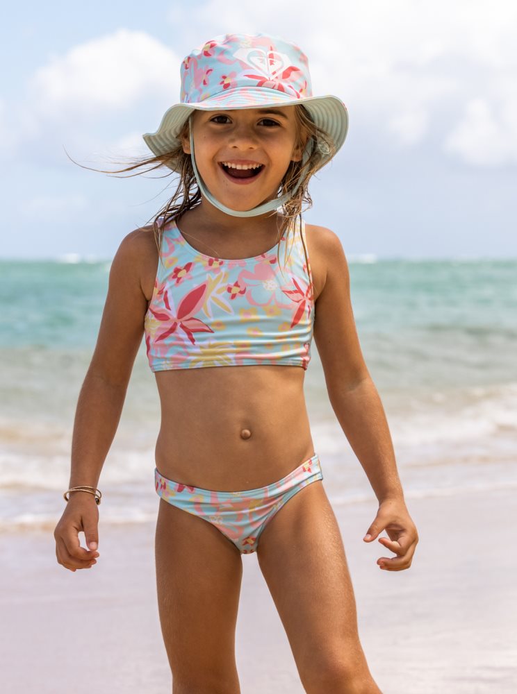 Black Multicolor Kids\' Roxy 2-7 Holiday Flower Crop Top Set Bikinis | USA OKQB-56978