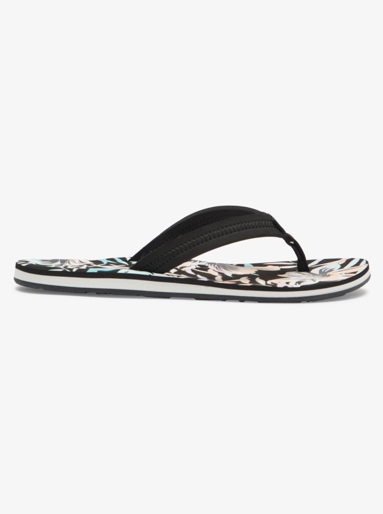 Black Multicolor Women's Roxy Vista Loreto Flip Flops | USA XDFP-67850