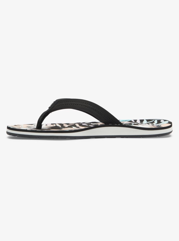 Black Multicolor Women's Roxy Vista Loreto Flip Flops | USA XDFP-67850