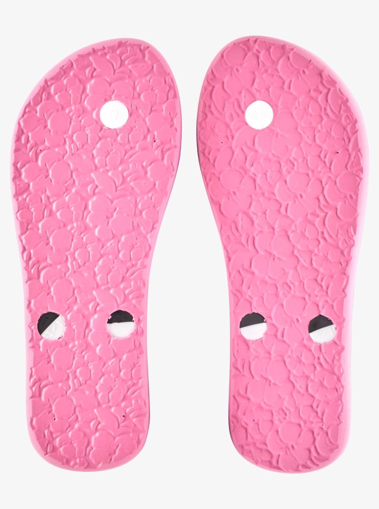 Black / Pink Kids' Roxy 4-16 Tahiti Flip Flops | USA NXQO-47095