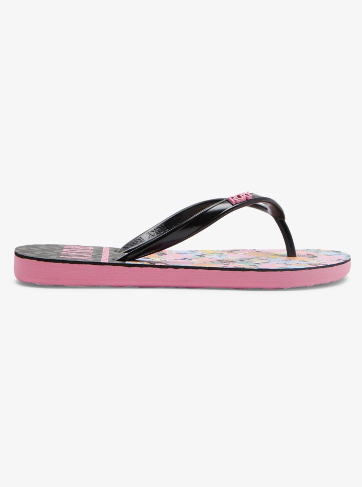 Black / Pink Kids' Roxy 4-16 Viva Stamp Sandals | USA YAHW-01257