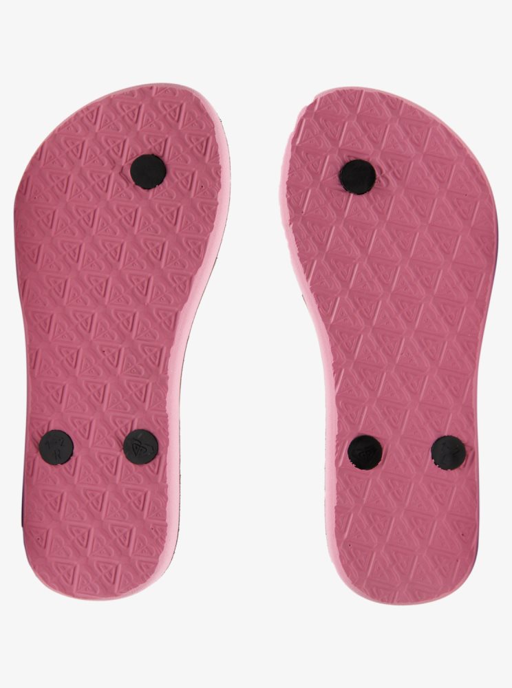 Black / Pink Kids' Roxy 4-16 Viva Stamp Sandals | USA YAHW-01257