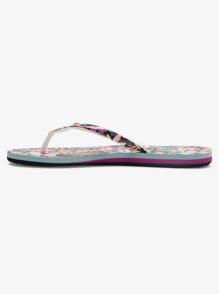 Black / Purple / Orange Women's Roxy Portofino Flip Flops | USA FUSN-38976