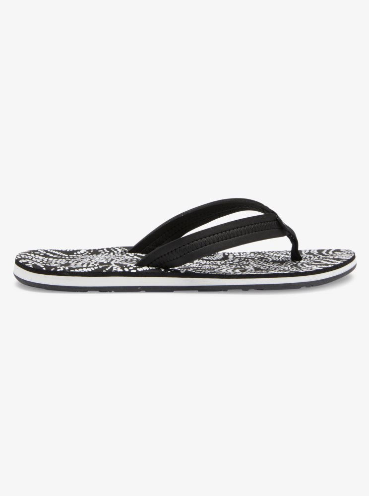 Black / White / Black Women's Roxy Vista Loreto Flip Flops | USA KYBJ-75483