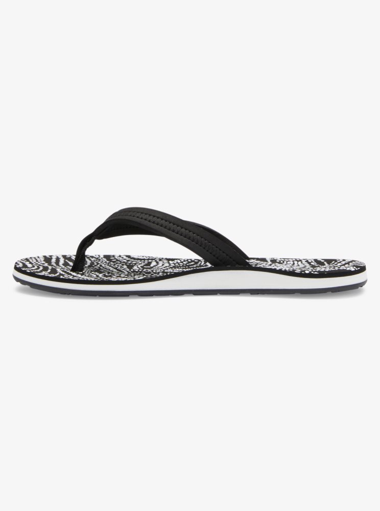 Black / White / Black Women's Roxy Vista Loreto Flip Flops | USA KYBJ-75483