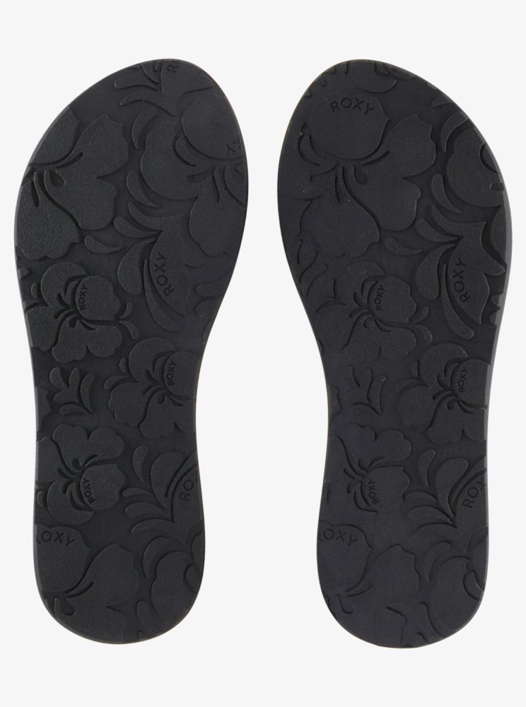 Black / White / Black Women's Roxy Vista Loreto Flip Flops | USA KYBJ-75483