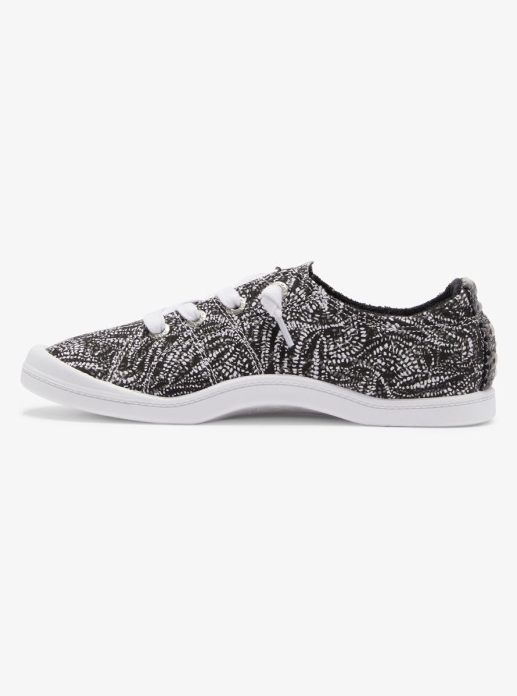 Black / White Women's Roxy Bayshore Sneakers | USA EPOG-36294