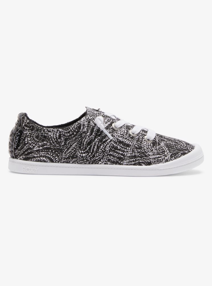 Black / White Women's Roxy Bayshore Sneakers | USA EPOG-36294